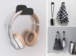 Wandbevestiging voor Headset en Fitness Accessoires - Universele Houder voor Hoofdtelefoon en Pilates Ring - Set van 2 - Zwart. — thumbnail 5