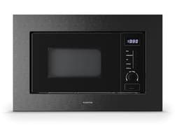 Klarstein Verosteel inbouwmagnetron met grill – 20 l, 700 W magnetron & 800 W grill, 8 programma's, touchbediening, roestvrij staal, geïntegreerde magnetron, zwart roestvrij staal