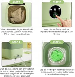 Boncy® Premium Mini Wasmachine met centrifuge - 11L Groen - Compacte Opvouwbare Miniwasmachine - Kleine Wasmachine Opvouwbaar - Ideaal voor Camping Apartement Kamer of Reizen - 4 kg + — thumbnail 5