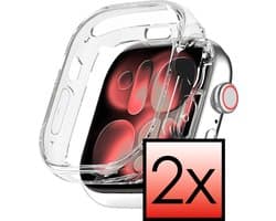Hoesje - 2 Stuks - Geschikt voor Apple Watch 11 (42 mm) - Extra Sterk - Siliconen Case Cover - Smartwatch Full Bumper Hoes - Transparant