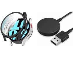 Strap-it TPU case zwart + oplaadkabel – geschikt voor Samsung Galaxy Watch 6 40mm – schokbestendig beschermhoesje & duurzame oplader