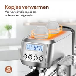 Lugia Pistonmachine 20 Bar - Koffiemachine met Automatische Melkopschuimer - Espressomachine - Led display - 20 bar - Ccappuccino, latte en macchiato - RVS Lugia — thumbnail 2