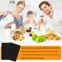 EXCITAT Wafelijzer - Siliconen mal - Airfryer accessoire - Geschikt voor thuis, bakkerij, dessertwinkel, café - Zwart — thumbnail 3