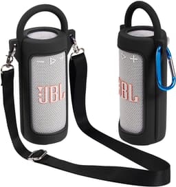 Beschermhoes geschikt voor JBL Grip Bluetooth Speaker - Met Draaghendel, Draagriem en Karabijnhaak - Meerdere Kleuren - Zwart - Schokbestendig - Krasbestendig - Siliconen - Hoesje - Case - Bescherming — thumbnail 2