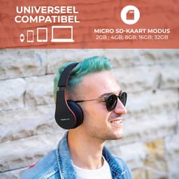 PowerLocus P1 Bluetooth Koptelefoon – Draadloos – Over Ear – Met Microfoon – Inklapbaar - incl. Hoes – Zwart/Rood — thumbnail 12