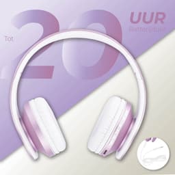 PowerLocus P1 Bluetooth Koptelefoon – Draadloos – Over Ear – Met Microfoon – Inklapbaar - incl. Hoes – Wit/Paars — thumbnail 9
