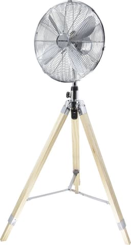 Inventum VST414C - Statiefventilator - 3 snelheden - Ø 46 cm - 85 graden oscillatie - Kantelbaar - Hoogte verstelbaar - Chroom/Hout — thumbnail 1