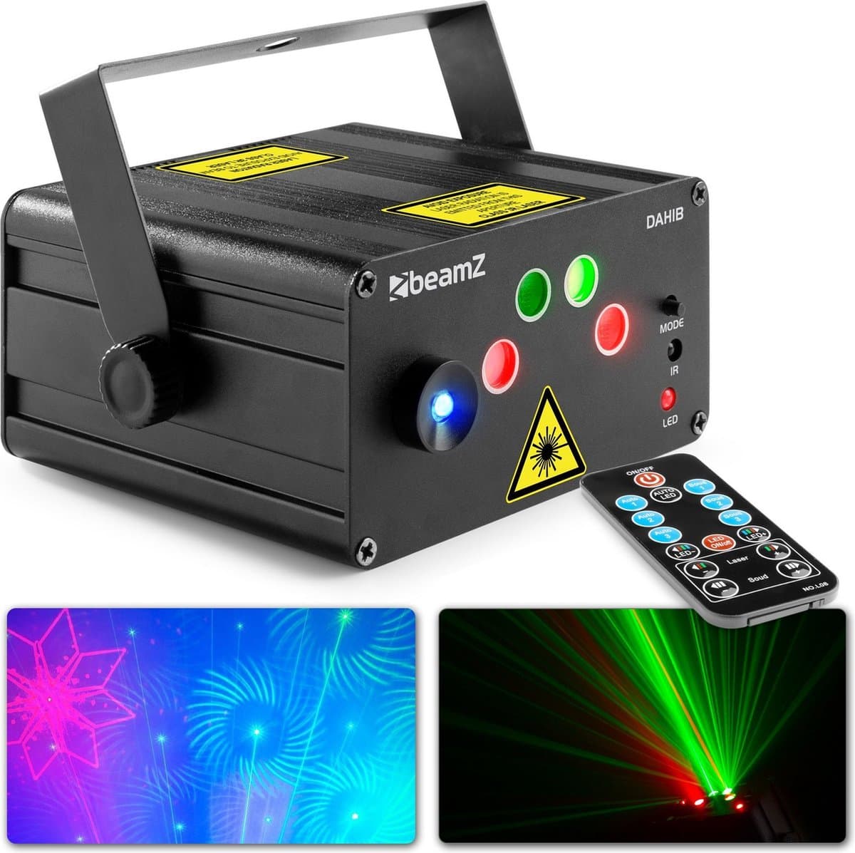 Party laser - BeamZ Dahib laser lichteffect met rode & groene laser + blauwe LED — afbeelding 1