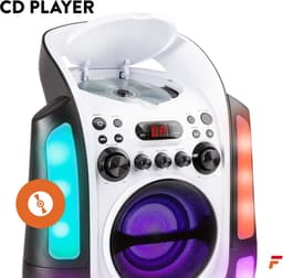 Karaoke Set met 2 Microfoons en LED Lichteffecten - Fenton SBS30W - Karaoke CD+G Speler met Bluetooth — thumbnail 2