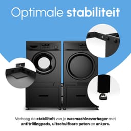 Bodo® - Wasmachine Verhoger - Dubbel - Kast - Ombouw met Lade - Zwart - 124x58x44-48cm — thumbnail 3