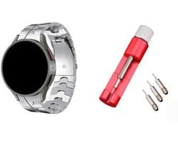 Strap-it Smartwatch band + Toolkit - Stalen Special horlogeband - geschikt voor Samsung Galaxy Watch 7 (40 & 44mm) / Galaxy Watch 6 (Classic) / Galaxy Watch 5 / Galaxy Watch 5 Pro / Galaxy Watch 4 / Galaxy Watch 4 Classic / Watch FE - zilver