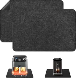 2Pcs Heat Resistant Mat 44 X 30cm - Fireproof Mat - Hittebestendige Mat - Vilt Mat Voor Air Fryer - Koffiemaker - Magnetron (Donkergrijs) — thumbnail 1