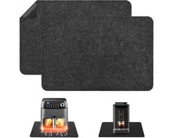 2Pcs Heat Resistant Mat 44 X 30cm - Fireproof Mat - Hittebestendige Mat - Vilt Mat Voor Air Fryer - Koffiemaker - Magnetron (Donkergrijs)