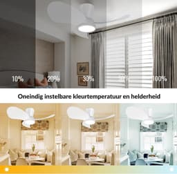 Thuys – Stille Plafondventilator – Met Verlichting – 30 dB – 76 Cm Diameter – Groot Luchtvolume – Afstandsbediening – Timerfunctie — thumbnail 4