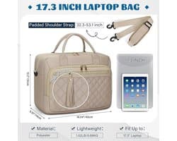 17 Inch Laptoptassen voor Vrouwen Grote Laptop Case Messenger Bag Werktassen voor Vrouwen 17,3 Inch Leraar Tas Computer Tas Laptop Aktetas voor Zakelijk Kantoor Reizen College