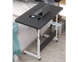 Hoogte Verstelbare Bijzettafel Sofa Tafel Laptop Wielen Zwart - Mobiele Laptop Roltafel voor Tablet Groef Computerbureau