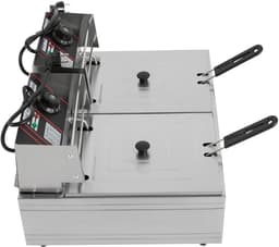 Elektrische Friteuse - Dubbele Tank - Dompel Frituurpan - Professionele Frituurmachine - Roestvrijstaal - 2 x 6L Capaciteit - 2 x 2500W Vermogen - Temperatuurregeling - Voor Friet, Snacks, Kip, Garnalen - Horeca & Thuisgebruik — thumbnail 5