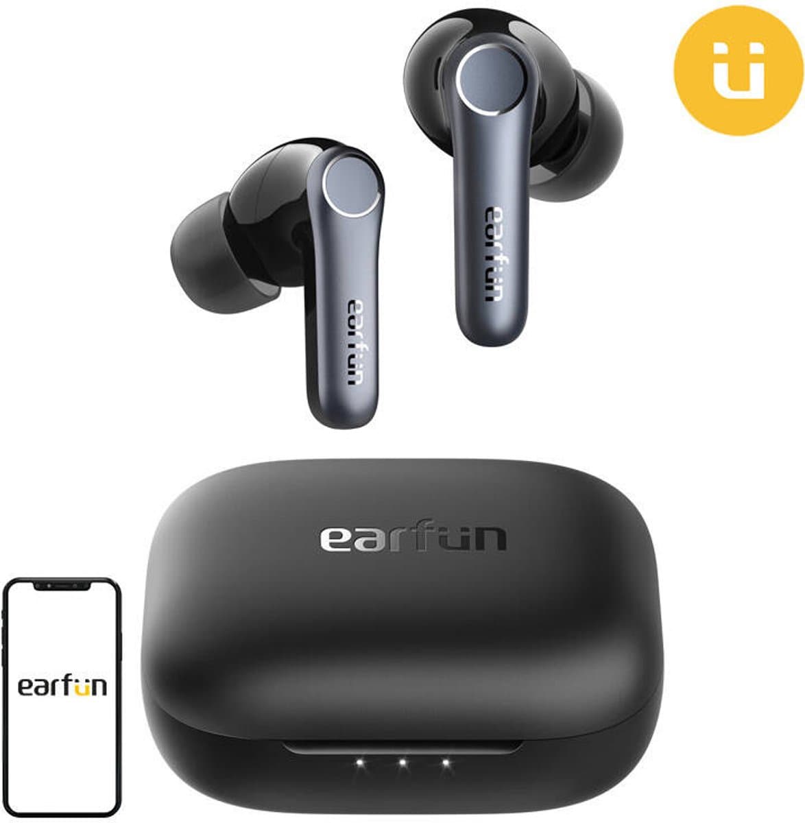 Earfun AirPods Pro 4 - Air Pro 4 - oplaadcase met snellader - USB-C - instelbare Noisecancelling - 6 microfoons - cVc 9.0 technologied - 52 uur gebruikstijd met case - pauzeert automatisch muziek bij uitdoen — afbeelding 1
