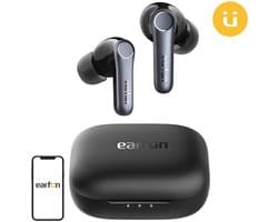 Earfun AirPods Pro 4 - Air Pro 4 - oplaadcase met snellader - USB-C - instelbare Noisecancelling - 6 microfoons - cVc 9.0 technologied - 52 uur gebruikstijd met case - pauzeert automatisch muziek bij uitdoen