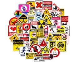 Daily Essentialz Warning Stickers - Skate stickers - Stickers Bullet Journal - Graffiti Stickers - Stickers - Stickers Volwassenen - Stickerbomb - Skateboard Stickers - Stickers Laptop - 50 stuks