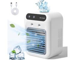 mobiele airco-Mobiele airco zonder afvoer-mobiele airco voor slaapkamer-mobiele airco met waterbak -25W Mini draagbare airconditioner - 2 koele luchtstralen - 2 snelheden persoonlijke koelventilator - voor slaapkamer, kantoor, buiten — afbeelding 1