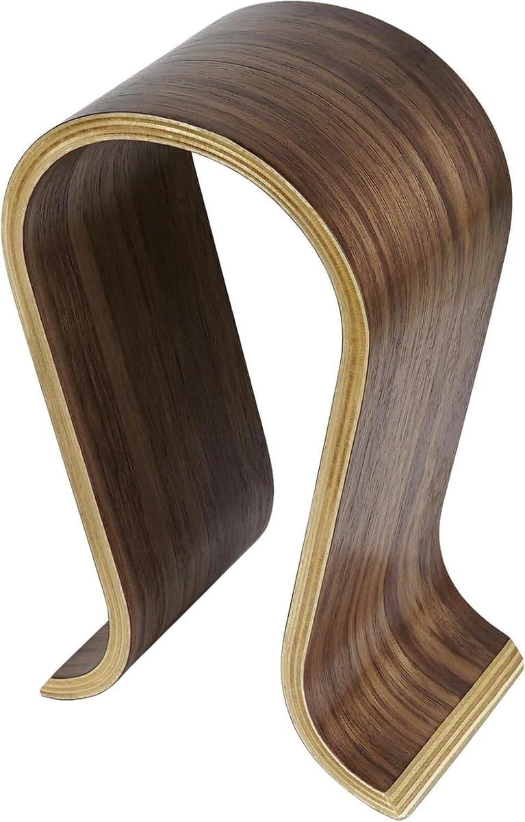Allecto Plus - Houten Koptelefoon Standaard en Headset Houder voor Bureau - Audio Display Hanger voor diverse merken (minstens 75 tekens) — afbeelding 1