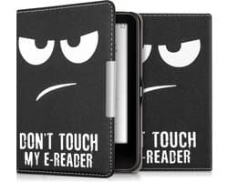 kwmobile e-reader hoesje geschikt voor Tolino Vision 1 / 2 / 3 / 4 HD hoes - E reader flip case met magnetische sluiting - Ereader cover - Don't Touch My E-Reader design in wit / zwart
