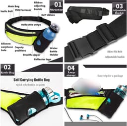 Sport Heupband smartphone | Hardloopband | Sportband | Hardloop Riem Met Drink fles Houder - zwart — thumbnail 3
