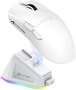 ATTACK SHARK X11 - RGB Gaming Muis - Magnetisch Oplaaddock - PAW 3311 Sensor - 59g Lichtgewicht - Bedraad + 2.4G + BT - 22.000 DPI - Wit — thumbnail 1
