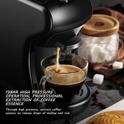 KZQ Koffiemachines - Espressomachine - Koffiezetapparaat - Espressomachines - Koffiemachine - Capsule koffiemachine - Automatische koffiemachine - Opstarttijd 40 seconden - Voor latte - Voor zwarte koffie - Voor thuis - Voor kantoor - Cadeau - Zwart — thumbnail 2