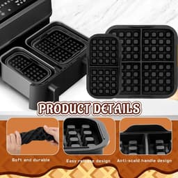 2 stuks wafelinzetstukken - geschikt voor Philips Airfryer 3000-serie (6L/3L) & Tefal EY9018 Airfryer - zwart — thumbnail 3