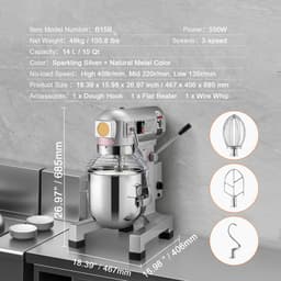Keukenmachine Standmixer 550w Kneedmachine 14l Deegmenger — thumbnail 3