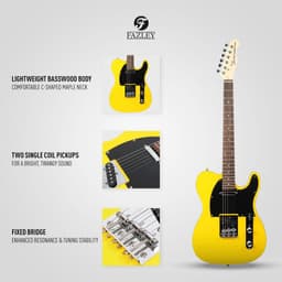 Elektrische gitaar - Met gratis lessen - Fazley FTL218 - Geel — thumbnail 4