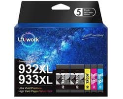 Multipack Inktcartridges 932XL 933XL Compatibel voor Officejet 6100 6600 - Zwart, Cyaan, Magenta, Geel - 5 Stuks