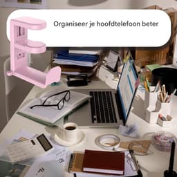 longziming -Bureaublad Hoofdtelefoonhouder met Klem – 360° Draaibare Headset Stand zonder Boren – Clip-on Haak voor Koptelefoon & Accessoires – Ruimtebesparende Ophanghouder voor Bureau en Thuis — thumbnail 5
