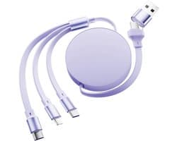 3-in-1 multi-USB-kabel, 120 W, USB-oplaadkabel, meervoudige snellaadkabel met microfoon, telefoon, type C, universele intrekbare oplaadkabel, geschikt voor Phone, laptop, Pad, Galaxy S23