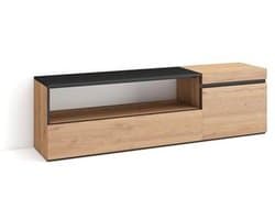 Moderne TV-Meubel Lowboard 150x45x35cm voor TV's tot 65 inch - Eiken/Zwart