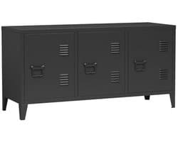 TV meubel zwart met 3 deuren - Lowboard 113x40x58 cm