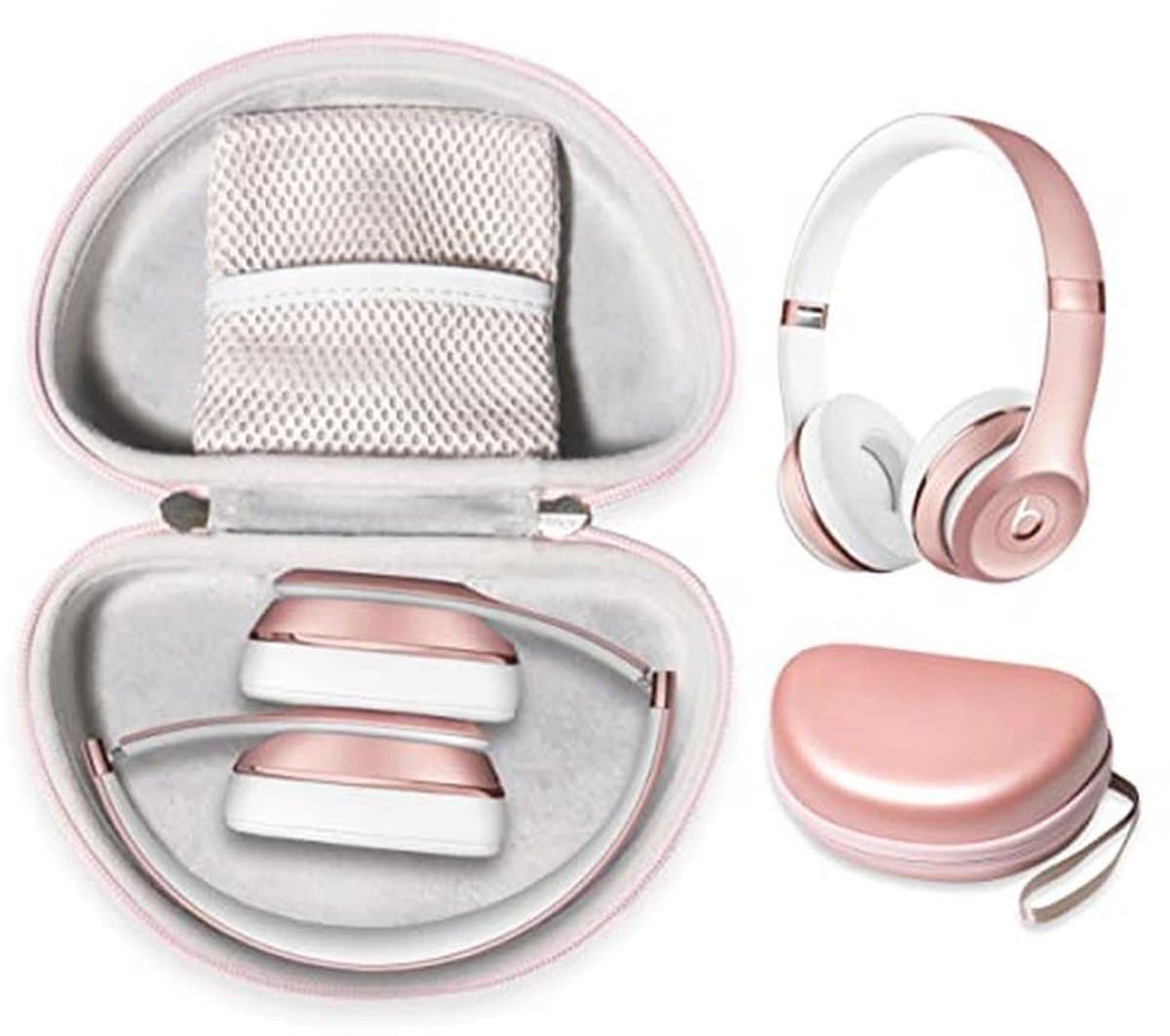 Beschermhoes voor Draadloze On-Ear Hoofdtelefoons - Afneembare Polsband, Compact Formaat, Roségoud — afbeelding 1