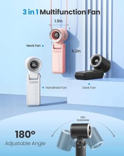 Draagbare Mini-Handventilator - Oplaadbare Persoonlijke Ventilator met LED-Display - 21 Werkuren en 6 Snelheden - Opvouwbaar en Geschikt voor Reizen en Bureaugebruik — thumbnail 4
