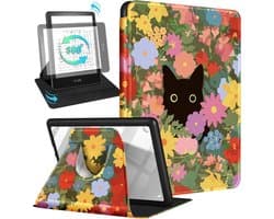 Kindle Paperwhite 11e Generatie 2021/Signature Edition Hoes met Roterende Standaard - Katten Bloemenpatroon