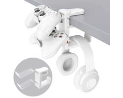 2-in-1 PC Gaming Hoofdtelefoon en Controller Houder met Verstelbare Arm en Kabel Clips