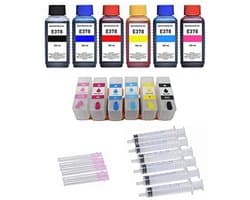 6 Navulbare Inktpatronen en 6 x 100 ml Navulinkt voor Photo Printers