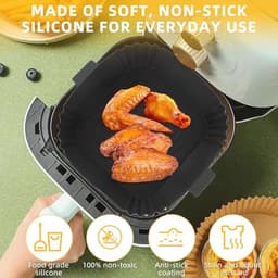 Silicone Bakvorm voor Airfryer - 2 Stuks Herbruikbare Siliconen Mallen met Ovenwant voor Airfryer, Magnetron en Oven — thumbnail 3