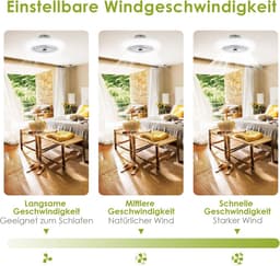 Plafondventilator met Verlichting 80W - Stille Ventilatorlamp met Instelbaar Licht en Windsnelheid — thumbnail 5