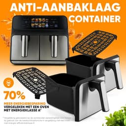Dubbele Heteluchtfriteuse 8 Liter RVS - 2x 4L Airfryer met 9 Programma's — thumbnail 3