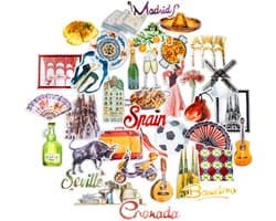 Geavanceerde reisstickers voor Spanje (verpakking van 36 stuks) - schattig, waterdicht, klein | Esthetische avonturenstickers voor waterflessen, laptops, plakboek