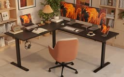 Elektrisch In Hoogte Verstelbaar Hoekbureau L-Vormig 160x140 cm – Ergonomisch Sta-Zit Bureau met Geheugenfunctie, Anti-Botsing & Stil Motor – Groot Computertafel voor Thuiskantoor of Werkplek – Zwart – HomeByNicole — thumbnail 1