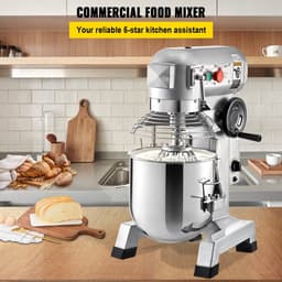 Keukenmachine - Commerciële Staande Deegmixer - RVS Kom 14,2 L - Krachtige 850 W Motor - Drie Snelheden 113/184/341 rpm - Deeghaak & Klopper - Voor Bakkerij & Pizzeria — thumbnail 4