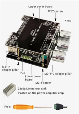 2.1 Kanaals Bluetooth Audio Versterker Module 50W + 50W + 100W Subwoofer Digitale Eindversterker — thumbnail 3